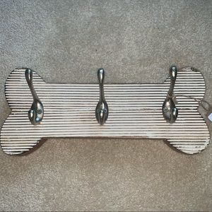 Dog bone shaped leash/key hook holder